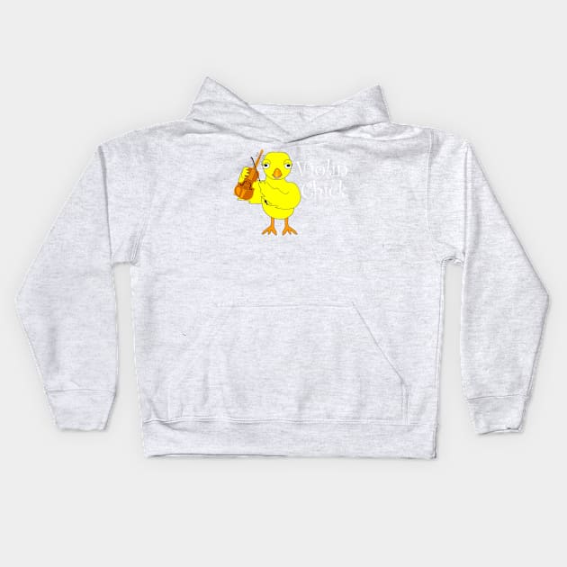 Violin Chick White Text Kids Hoodie by Barthol Graphics